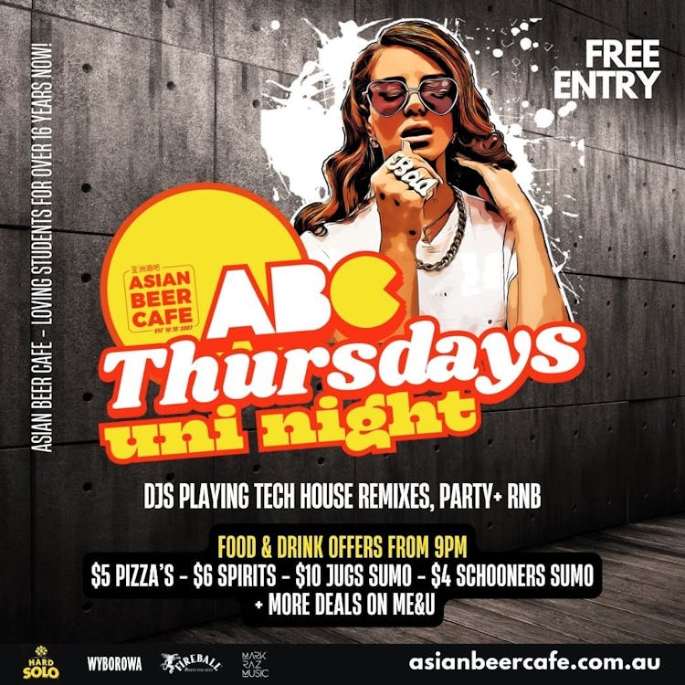 ABC UNI NIGHT - FREE ENTRY  | Happy Hour Drinks & Specials