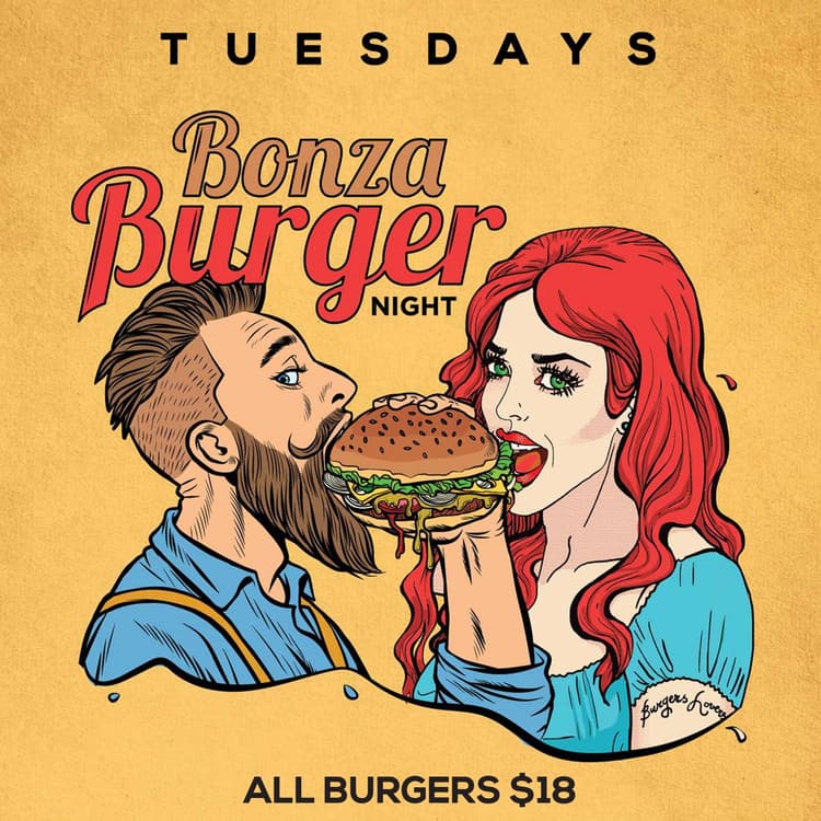 $18 Bonza Burgers! | Happy Hour Drinks & Specials