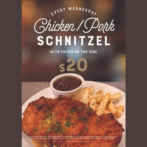 $20 Schnitzel | Happy Hour Drinks & Specials