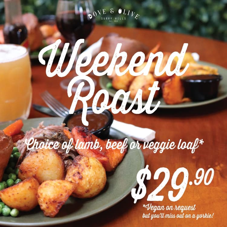 $29.90 Weekend Roast | Happy Hour Drinks & Specials