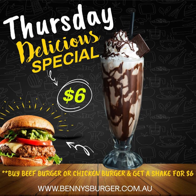 Grab a Chicken or Beef Burger & Add a Shake for Just $6 | Happy Hour Drinks & Specials