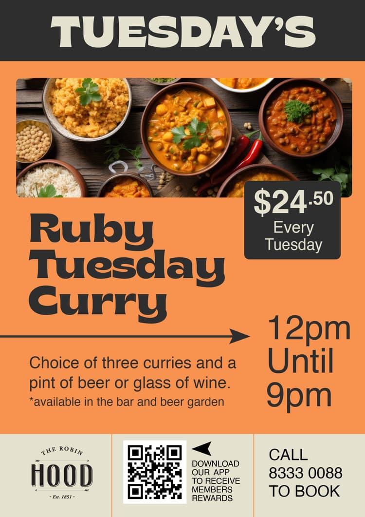 $24.50 Curry & Drink | Happy Hour Drinks & Specials