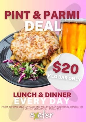 $20 Pint Parmi | Happy Hour Drinks & Specials