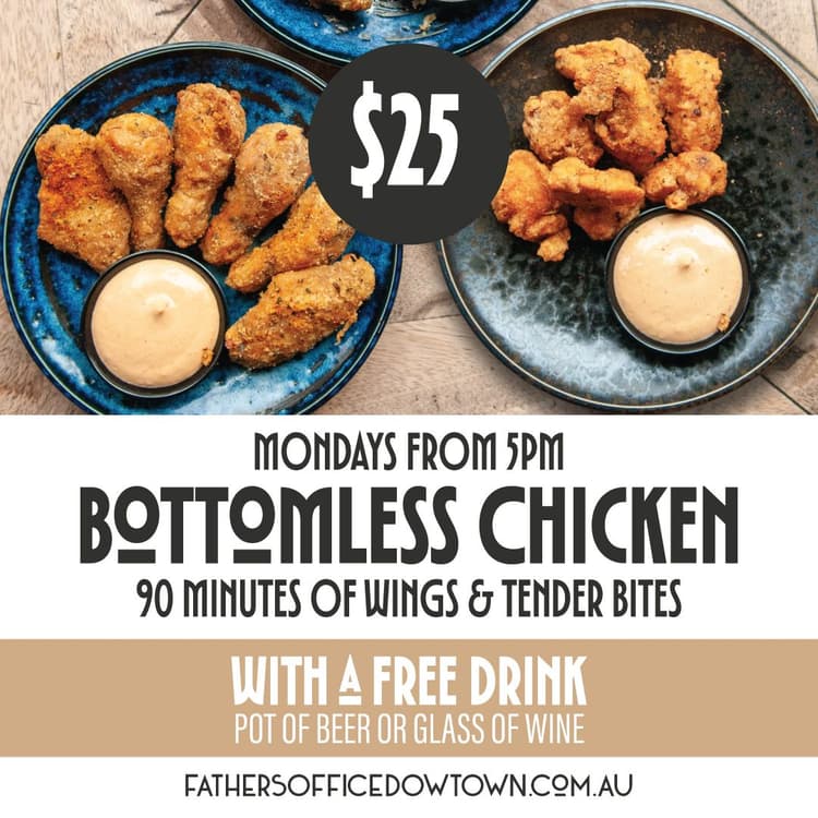 $25 BOTTOMLESS WINGS & BITES | Happy Hour Drinks & Specials