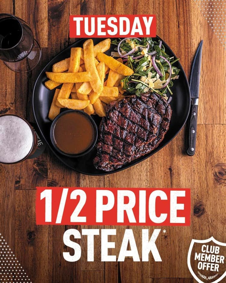 1/2 Price Steak | Happy Hour Drinks & Specials
