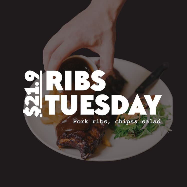 Tuesday Ribs, chips & salad | Happy Hour Drinks & Specials