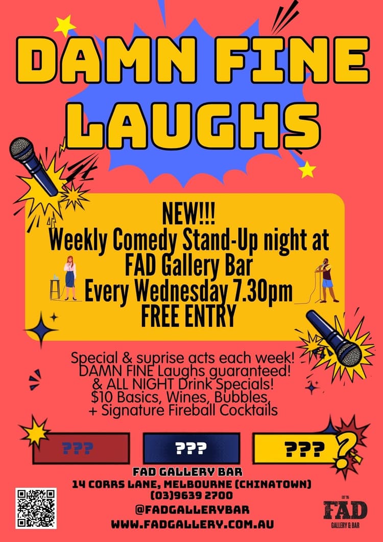 Damn Fine Laughs: Free Stand-Up Comedy at Fad Gallery Bar | Happy Hour Drinks & Specials