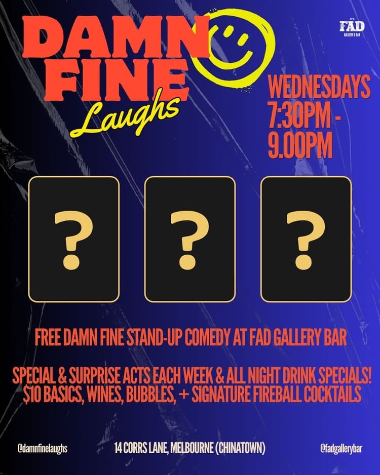 Damn Fine Laughs - Free Comedy Night @ FAD GALLERY BAR | Happy Hour Drinks & Specials