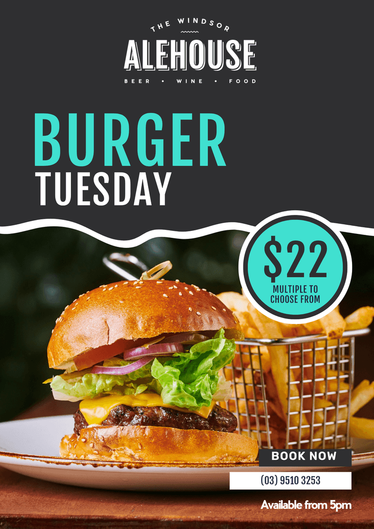 $22 Burger | Happy Hour Drinks & Specials