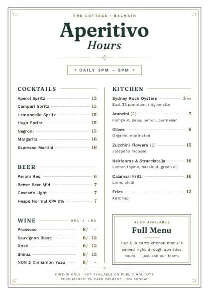 Aperitivo Hours | Happy Hour Drinks & Specials