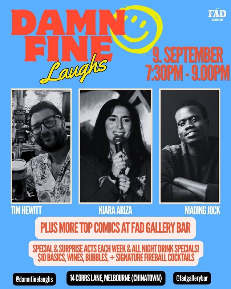 Damn Fine Laughs Free Comedy TONIGHT 9th of September | Happy Hour Drinks & Specials