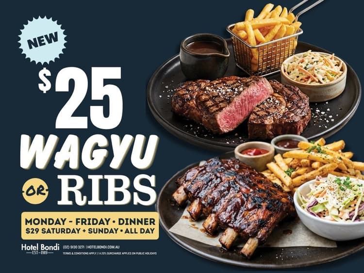 WEEKEND WAGYU OR RIBS | Happy Hour Drinks & Specials