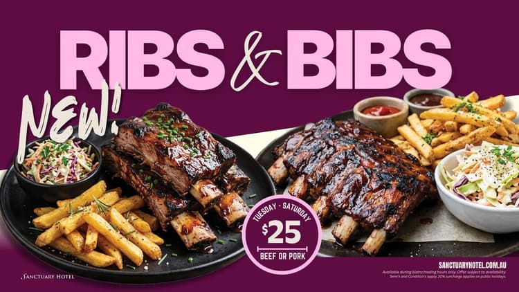 $25 RIBS & BIBS! | Happy Hour Drinks & Specials