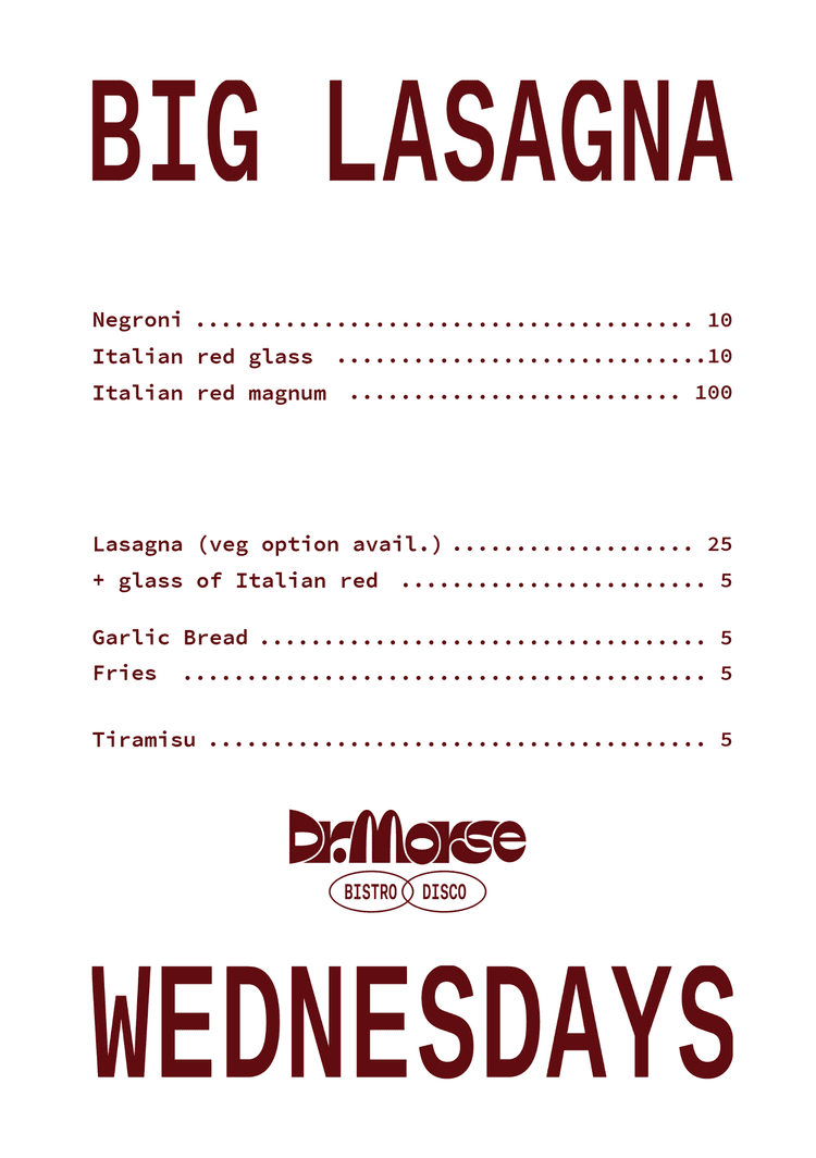 $25 Big Lasagne Wednesdays | Happy Hour Drinks & Specials