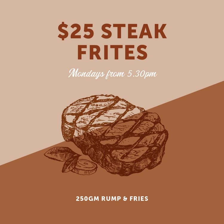 $25 STEAK NIGHT | Happy Hour Drinks & Specials